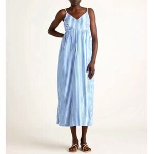Quince Blue and White Striped Midi Dress